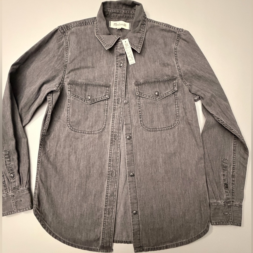 Madewell Denim black Washed  Button Down Shirt‎ Size XXS